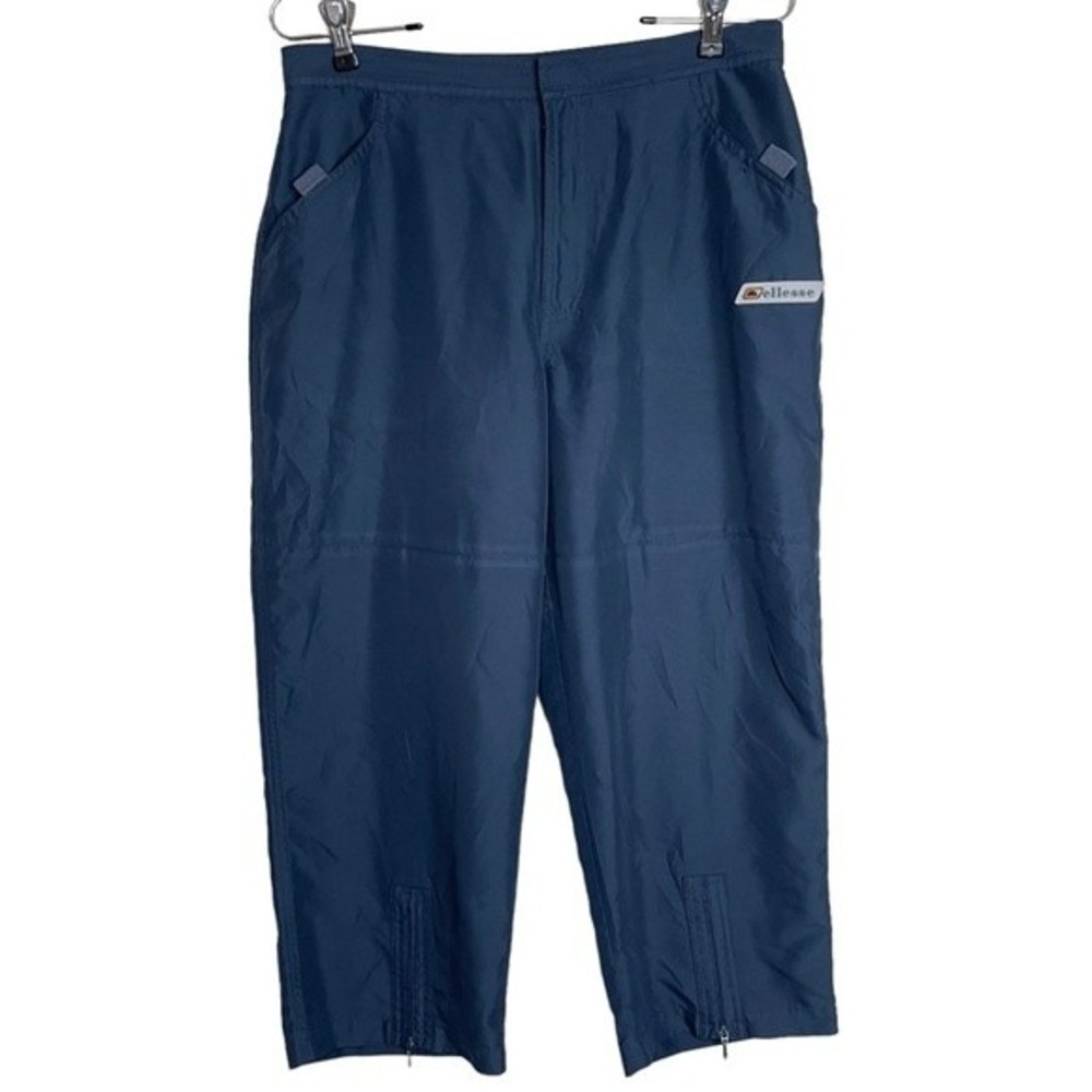 Ellesse Crop Pants Lightweight Navy Outdoor Athleisure Zip Ankles Size 8
